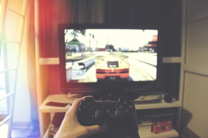 Someone playing a videogame